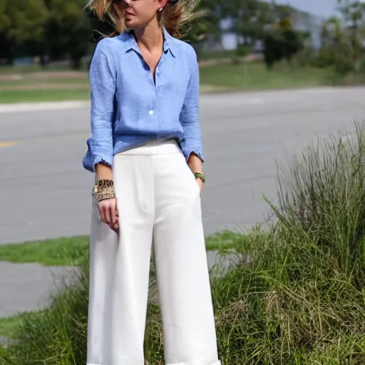 Prompt: wind - blown culottes