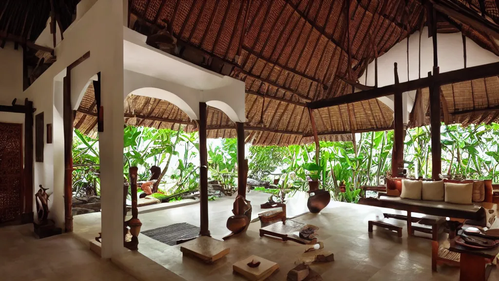 Image similar to bali interior indoor architecture, trending, famous, popular