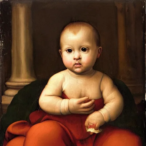 Image similar to Renaissance painting portrait of a baby