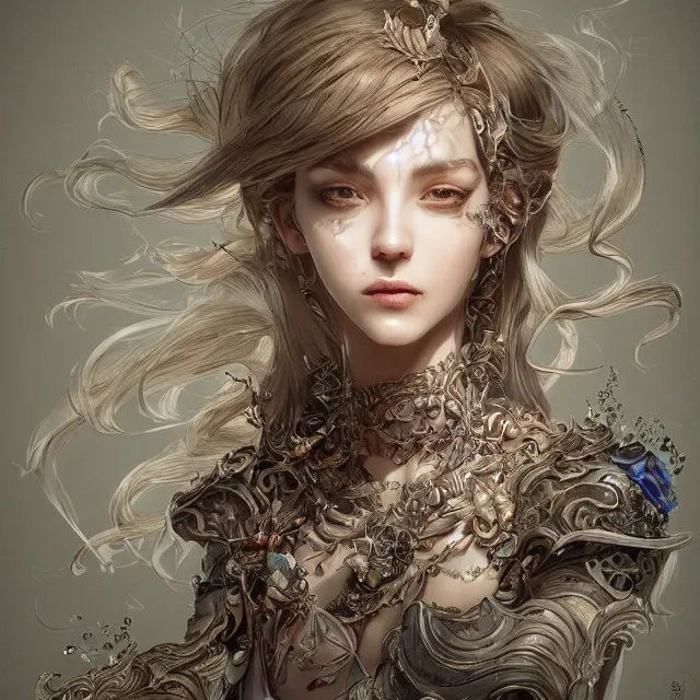 Prompt: a portrait of the lawful evil alignment personified as an absurdly beautiful, graceful, elegant, sophisticated, young woman, an ultrafine hyperdetailed illustration by kim jung gi, irakli nadar, intricate linework, bright colors, octopath traveler, final fantasy, unreal engine 5 highly rendered, global illumination, radiant light, detailed and intricate environment