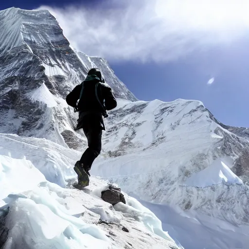 Image similar to man running up mount everest