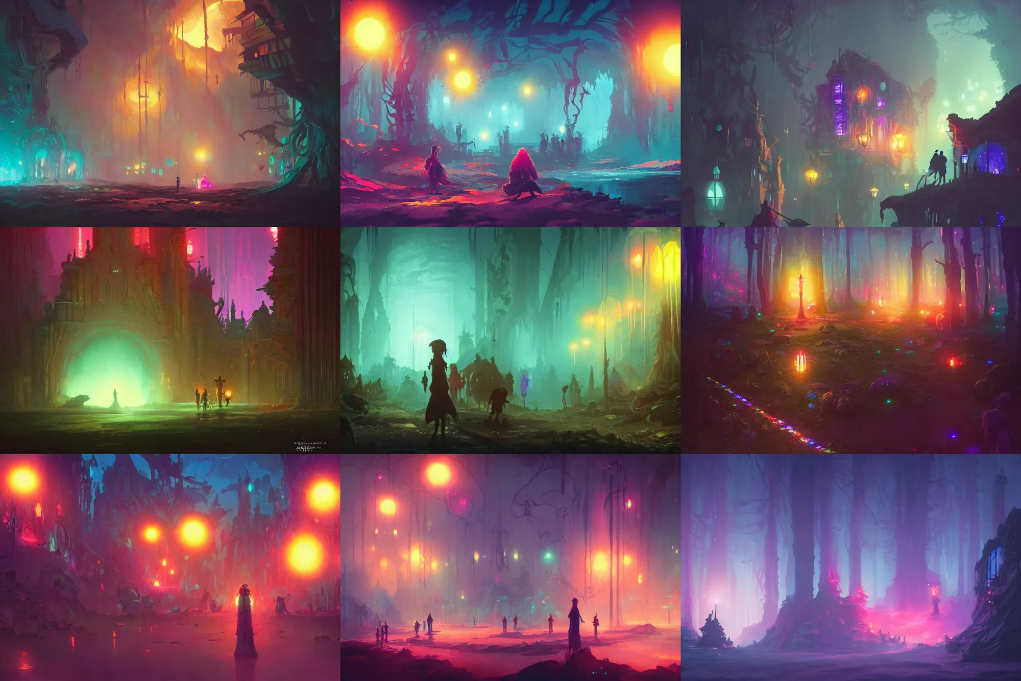 Prompt: ghost, glowing lights, epic fantasy, colorfully, digital art, highly saturated colors, concept art, detailed illustration, hd, 4 k, digital art, greg rutkowski, dan mumford, studio ghibli trending on artstation