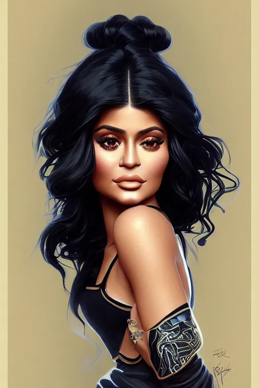 Prompt: Portrait of kylie jenner dressed as eazy e, fantasy, intricate, elegant, highly detailed, digital painting, artstation, concept art, smooth, sharp focus, illustration, art by artgerm and greg rutkowski and alphonse mucha