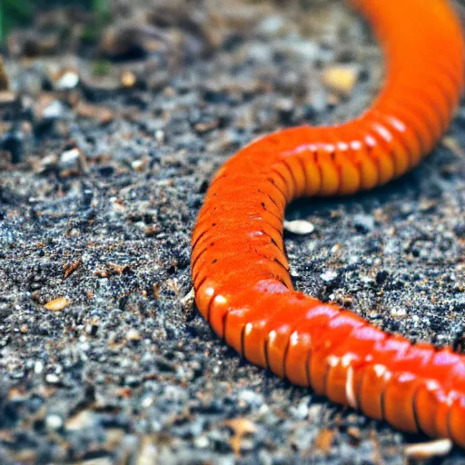 Prompt: centipede with human feet, macro, nature