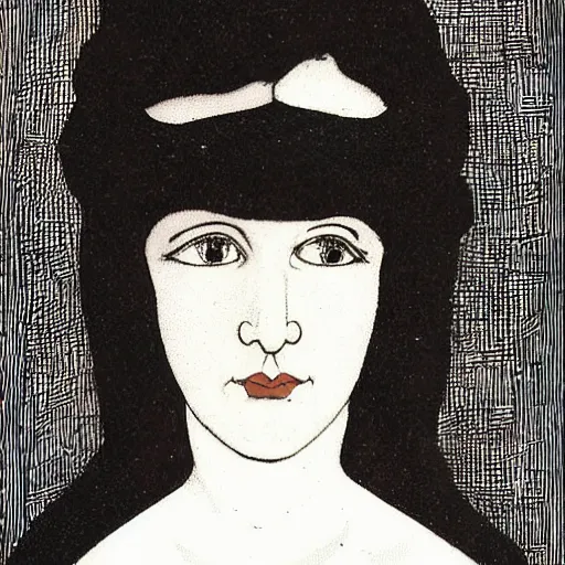 Prompt: Female Portrait, by Aubrey Beardsley.