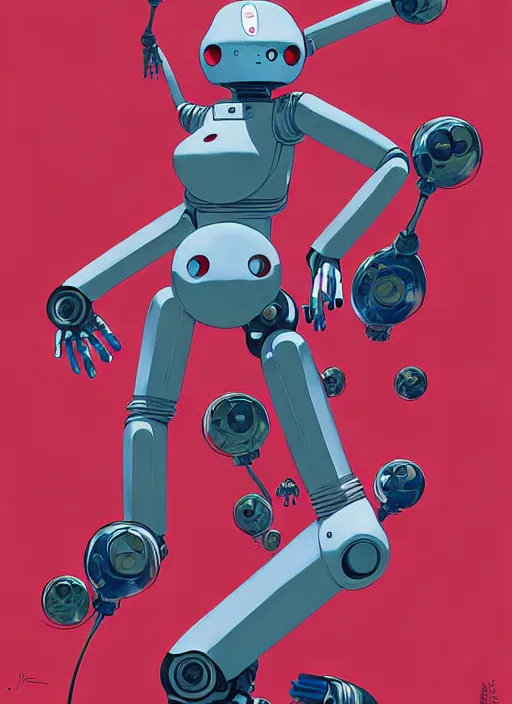 Prompt: Artwork by James Jean and Phil noto; Yoshimi they don't believe me But you won't let those robots defeat me Those evil-natured robots They're programmed to destroy us; a fierce young Japanese lady fighting a gigantic robot. art work by Phil noto and James Jean