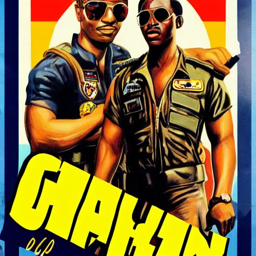 Image similar to ghana movie poster for top gun, painted