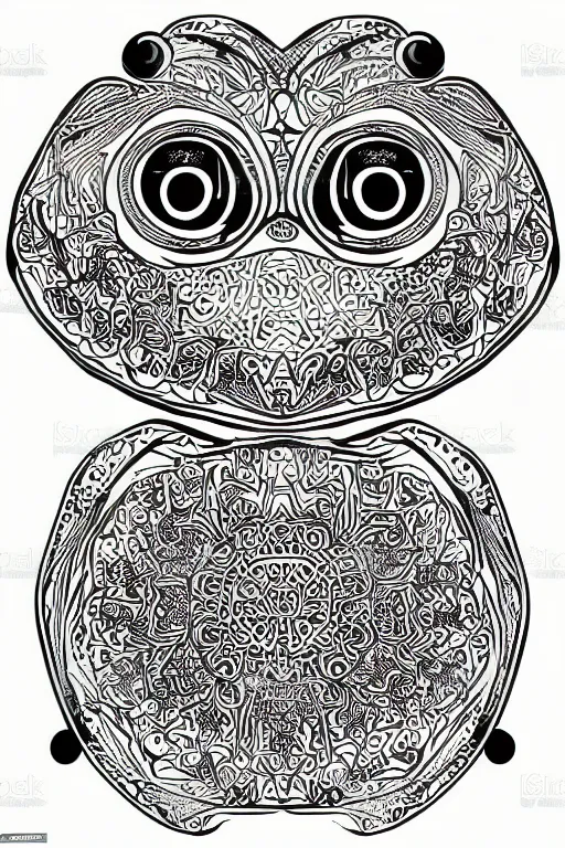 Image similar to beautiful frog, ornamental, fractal, mandala, ink draw, vector art