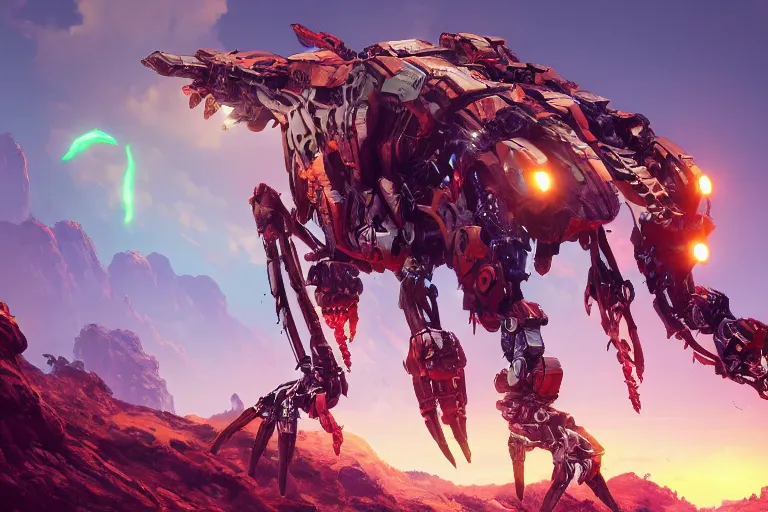 Image similar to clawstrider machine mecanical creature robot of horizon forbidden west horizon zero dawn bioluminiscence global illumination ray tracing hdr fanart arstation by ian pesty and alena aenami artworks in 4 k