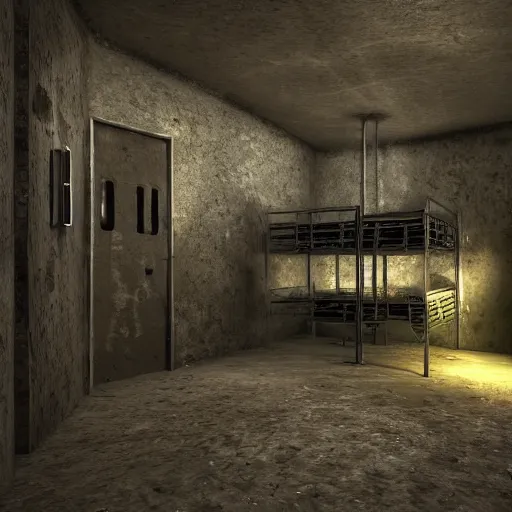 Image similar to dark, alien, prison cell, highly detailed, 4k
