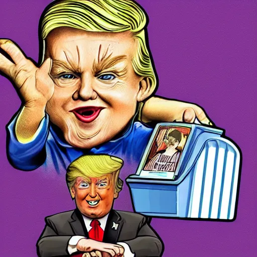 Prompt: donald trump as a garbage pail kid