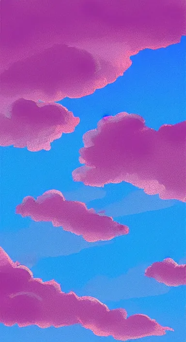 Image similar to pink clouds, under blue clouds, under black sky, smooth, cartoonish and simplistic, background artwork, digital art, award winning