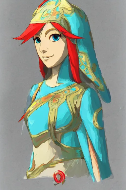 Image similar to an in game portrait of mipha from the legend of zelda breath of the wild, breath of the wild art style.