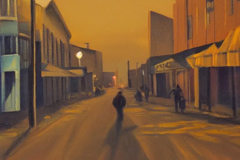 Prompt: a painting of a desolate lulea street at night by lars lerin