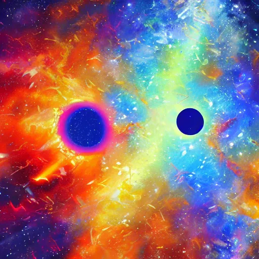 Prompt: detailed painting of two stars colliding 4k resolution