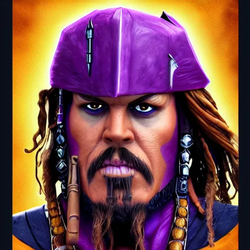 Prompt: thanos as jack sparrow, highly detailed, trending on artstation