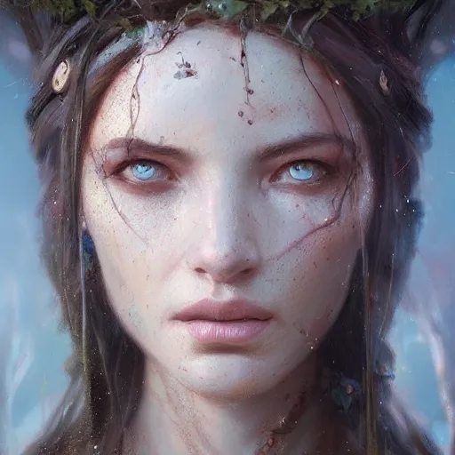 Image similar to a beautiful portrait of a tree goddess by Greg Rutkowski and Raymond Swanland, Trending on Artstation, ultra realistic digital art