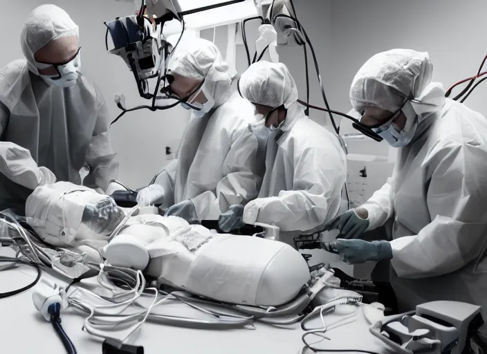 Image similar to babies doing a heart transplant in the operating room