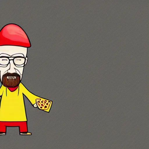 Prompt: walter white wearing a pizza costume, unreal, render, splash, award winning illustration