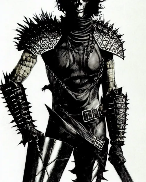 Prompt: portrait of a skinny punk goth denzel washington wearing armor by simon bisley, john blance, frank frazetta, fantasy, thief warrior