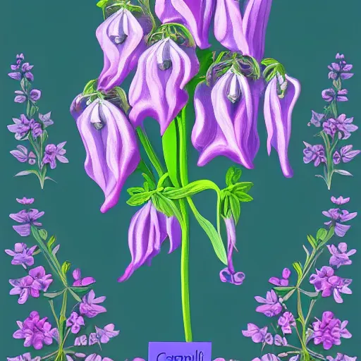 Prompt: a painting of Campanula medium, illustration, Vector art, highly detailed, Artstation