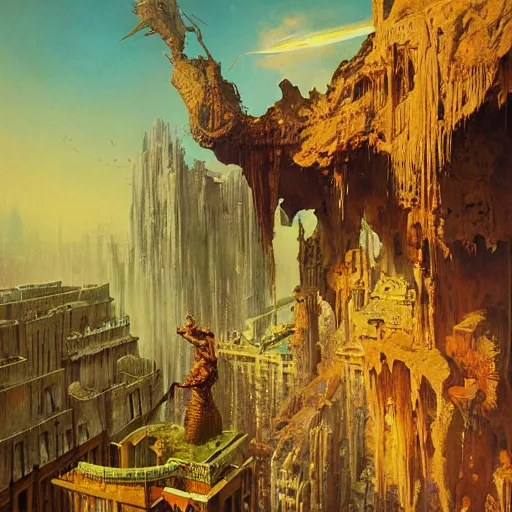 Image similar to masterpiece cinematic ornate detailed matte painting weird by syd mead, andreas franke, wlop, beksinski, lisa frank, stephen gammell, peter mohrbacher, greg rutkowski