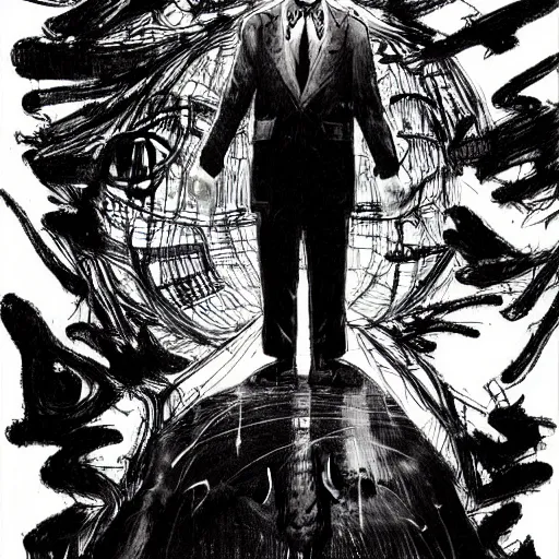 Image similar to Fred Rodgers looking sinister, by Tsutomu Nihei, highly detailed