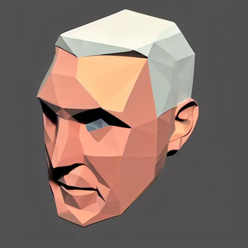 Prompt: low poly roger stone head cube shaped