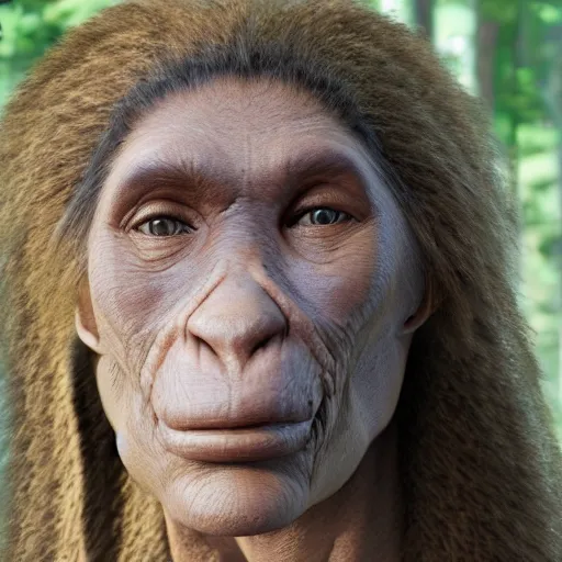 Image similar to Marjorie Taylor Green as a Neanderthal, real-life, ultra detailed, 8k resolution, ultrarealistic