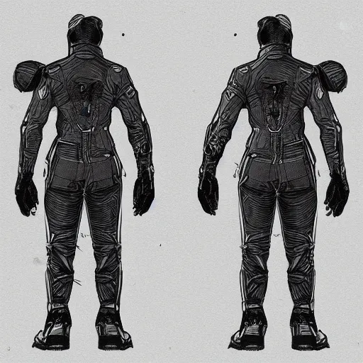 Image similar to cyberpunk cat in suit sketch, front'side and backview'modelling reference sheet