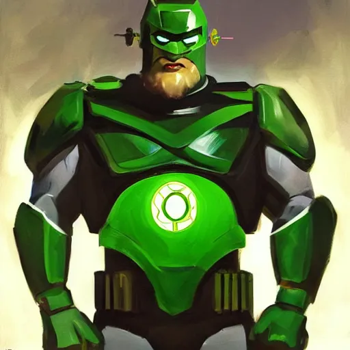 Image similar to greg manchess portrait painting of armored green lantern as overwatch character, medium shot, asymmetrical, profile picture, organic painting, sunny day, matte painting, bold shapes, hard edges, street art, trending on artstation, by huang guangjian and gil elvgren and sachin teng