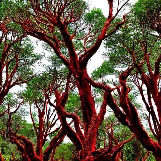 Prompt: a forest of dragonsblood trees