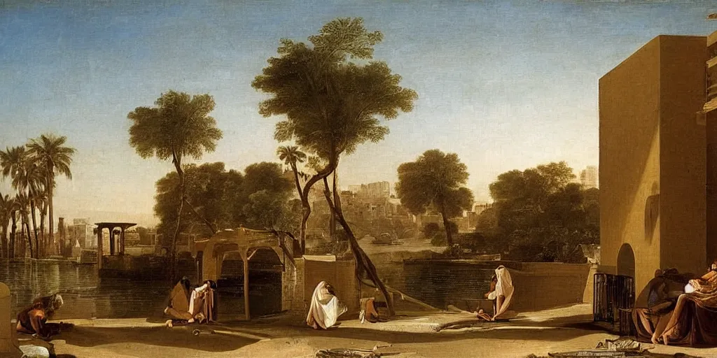 Prompt: a apartment is a thinking machine configurating the owners dream of a yacht on the egyptian seaside of alexandria, painting by claude loraine, reading a book about mediterian architecture borrowed from the peach library