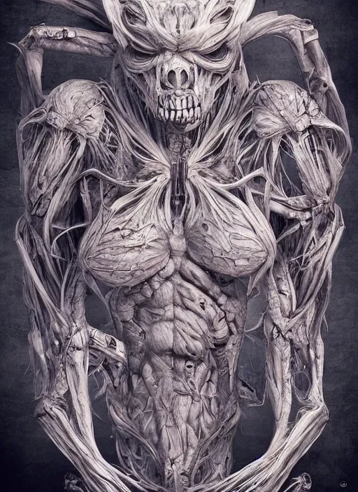 Image similar to monster anatomy, ross tran, anatomical, highly detailed sculpture, intricate detailed, ommatidia, 8 k, cinematic atmosphere, post - processing