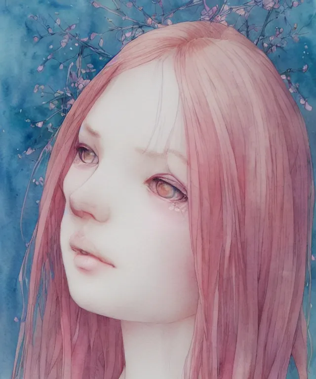 Prompt: a beautiful potrait of a russian girl, artstation, by ross tran and miho hirano, watercolor, brassica juncea detail, pink vibe