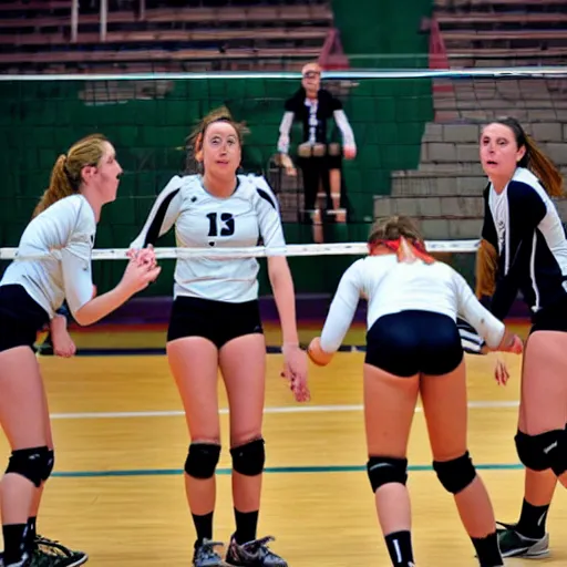 Image similar to highly detailed sports photography of a girls volleyball game