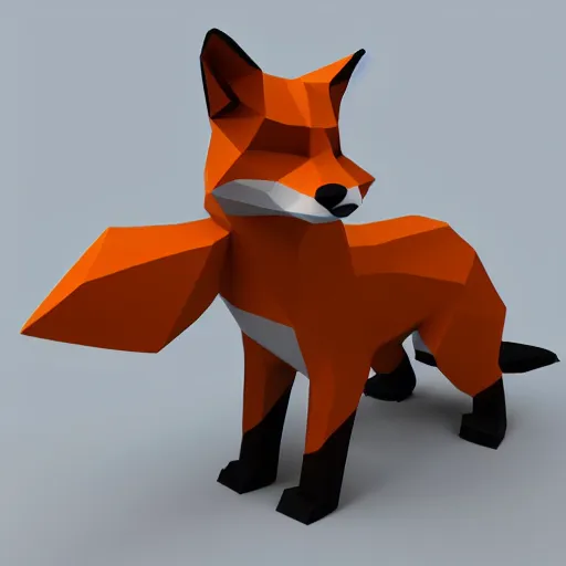 Prompt: low polygon fox 3d