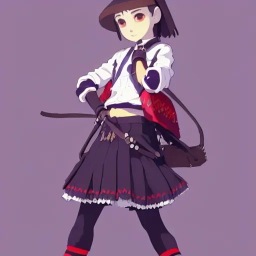 Image similar to a beautiful! boyish! natalie portman model, wearing catholic school girl outfit with mayan pattern and native style, jrpg aztec street fashion, gapmoe yandere grimdark, trending on pixiv fanbox, painted by greg rutkowski makoto shinkai takashi takeuchi studio ghibli, akihiko yoshida