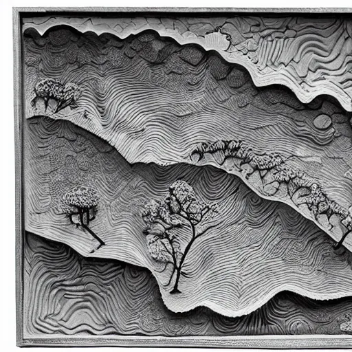 Image similar to topographic model of a nature scene, landscape