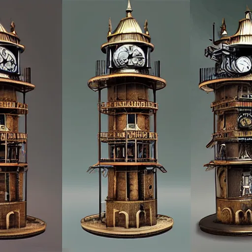 Image similar to a steampunk robotic clock tower, super - detailed, photo - realistic,