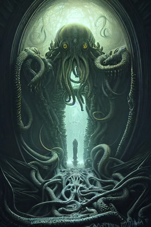 Image similar to cthulhu's portal by anna podedworna, ayami kojima, greg rutkowski, giger, maxim verehin