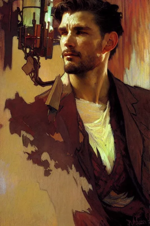 Image similar to attractive man, painting by gaston bussiere, craig mullins, greg rutkowski, alphonse mucha