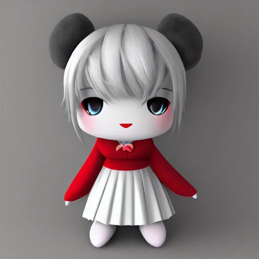 Image similar to cute fumo plush of a girl who's a famous actress, pop idol, lens flare outline glow, ssao, black and white, vray