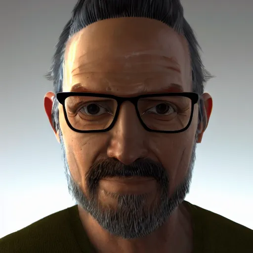 Prompt: gordon freeman portrait, v - ray, ray tracing, global illumination, octane render