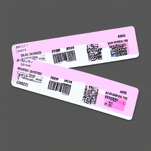 Image similar to graphic design of pale pink airline tickets to the metaverse, alien ar code and e - ink display