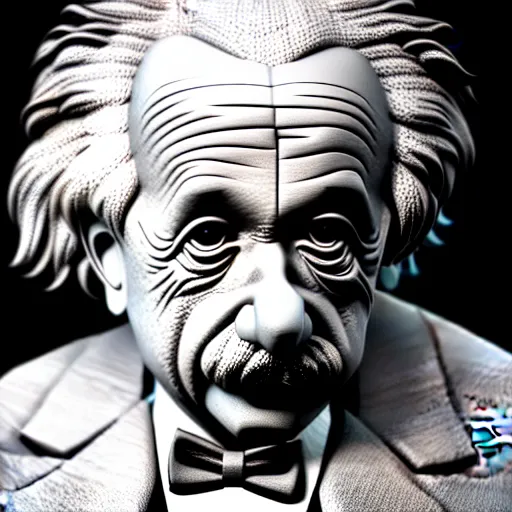 Image similar to albert einstein, highly detailed, extremely high quality, hd, 4 k, 8 k, 3 d rendered in octane, blender, realistic, detailed lighting, detailed shadows, sharp, no blur, edited, corrected, trending on artstation, digital art