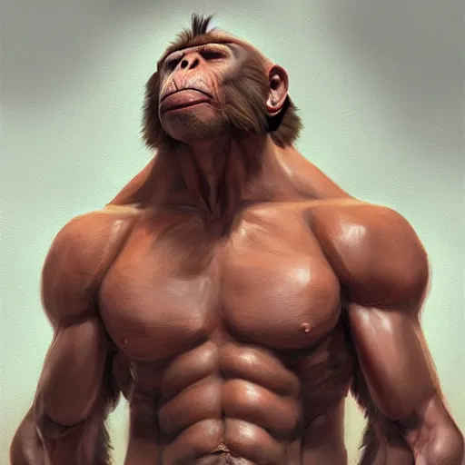 Image similar to muscular monkey , digital art by Mandy Jurgens and Irina French and Heraldo Ortega , hyperdetailed, artstation, cgsociety