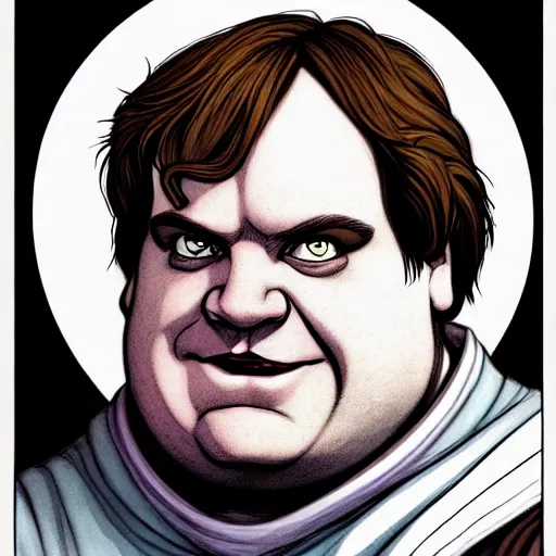 Prompt: a fantasy comic - style full portrait of a friar who looks like chris farley, digital illustration by ken taylor and sana takeda and jenny frison, character design, concept art, fine inking lines, vivid colors, dnd, highly detailed!, hd, 4 k, trending on artstation