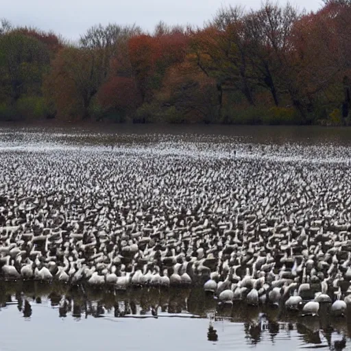 Prompt: several hundred geese