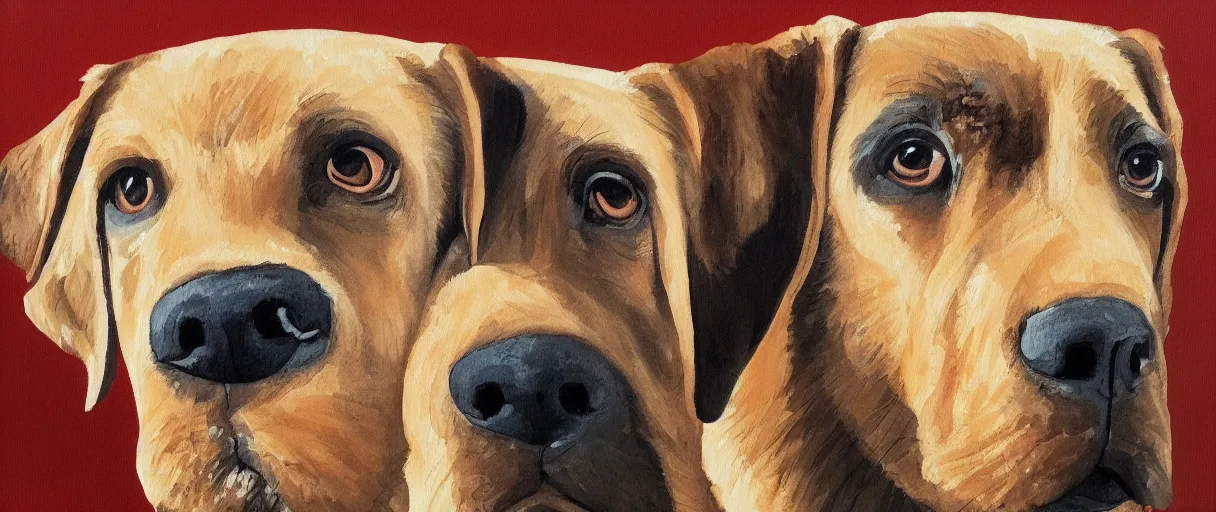 Prompt: painting of a labrador dog with the face of saul goodman